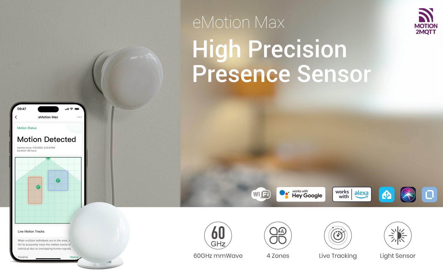 LinknLink eMotion Max 60GHz mmWave Radar WiFi Smart Presence Sensor, IR Blaster, Light Sensor