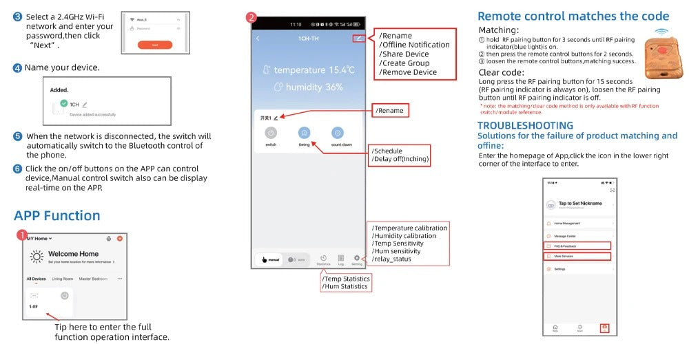 Mumubiz 85~250V WiFi Switch 1 Channel Relay Temperature Humidity Monitoring Thermostat Sensor Passive Dry Contact, Tuya Smart Life APP
