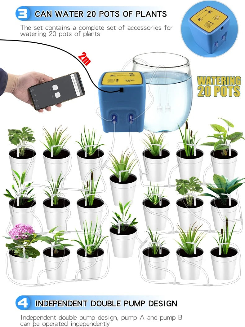 Tuya Smart WiFi Automatic Watering System Double Pump Controlled Remotely Mini Drip Irrigation Kit