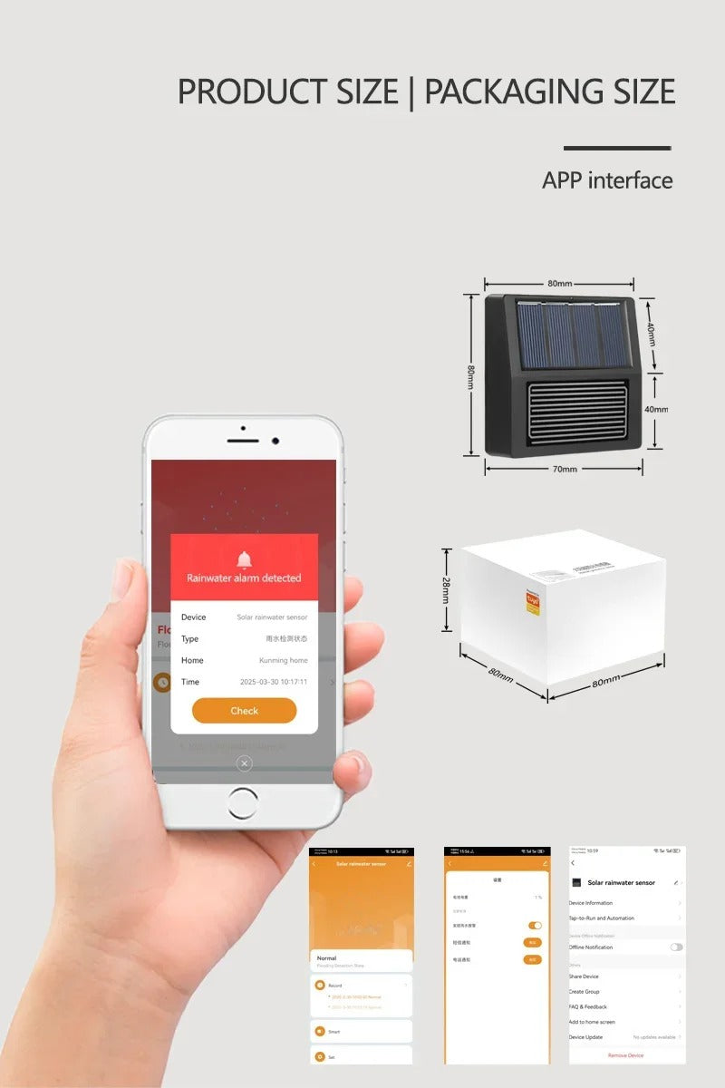 Tuya Zigbee Solar Rain Sensor Wireless App Control Real-Time Rain Detection for Garden Automation