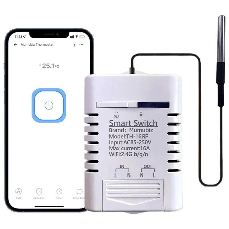 Mumubiz Smart WiFI Switch Temperature Humidity Monitoring 16A 3000W Switch with TH Sensor,eWelink APP