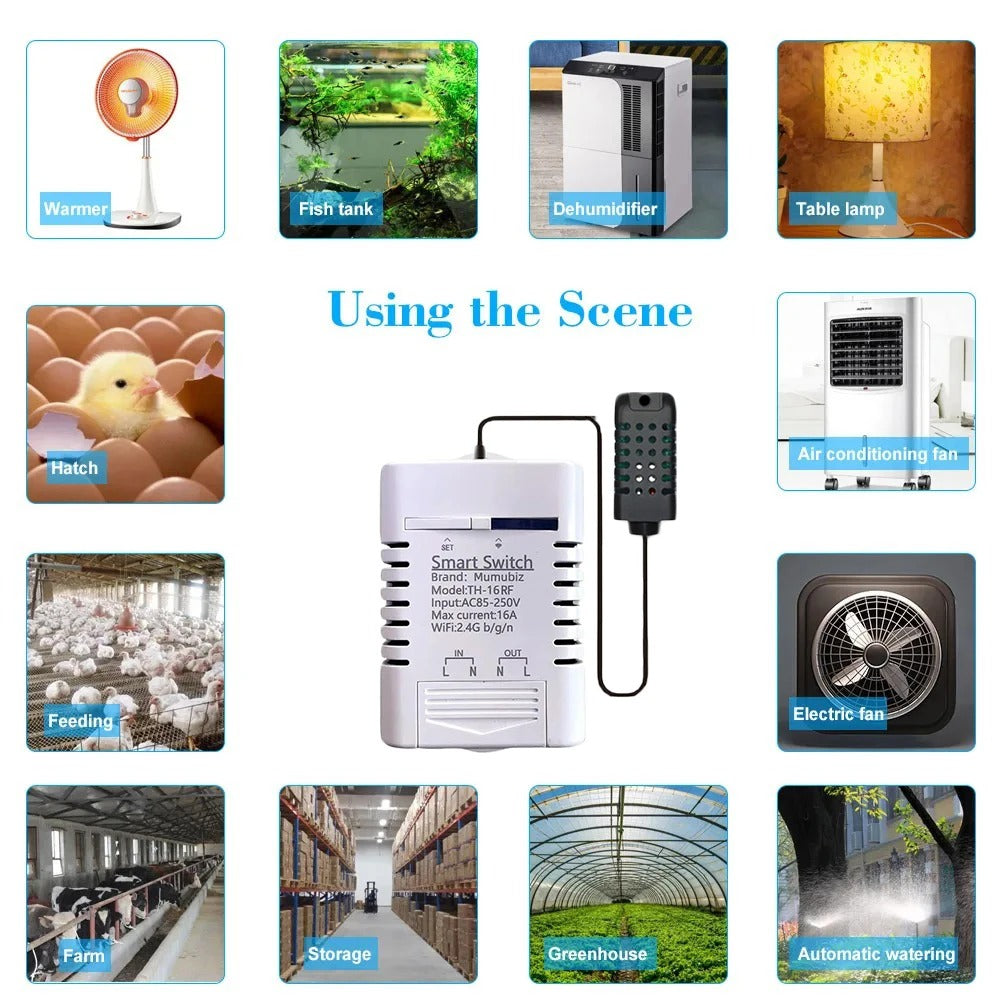 Mumubiz Smart WiFI Switch Temperature Humidity Monitoring 16A 3000W Switch with TH Sensor,eWelink APP