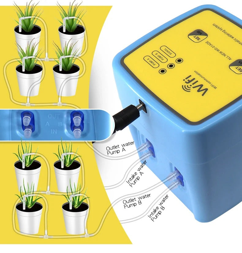 Tuya Smart WiFi Automatic Watering System Double Pump Controlled Remotely Mini Drip Irrigation Kit