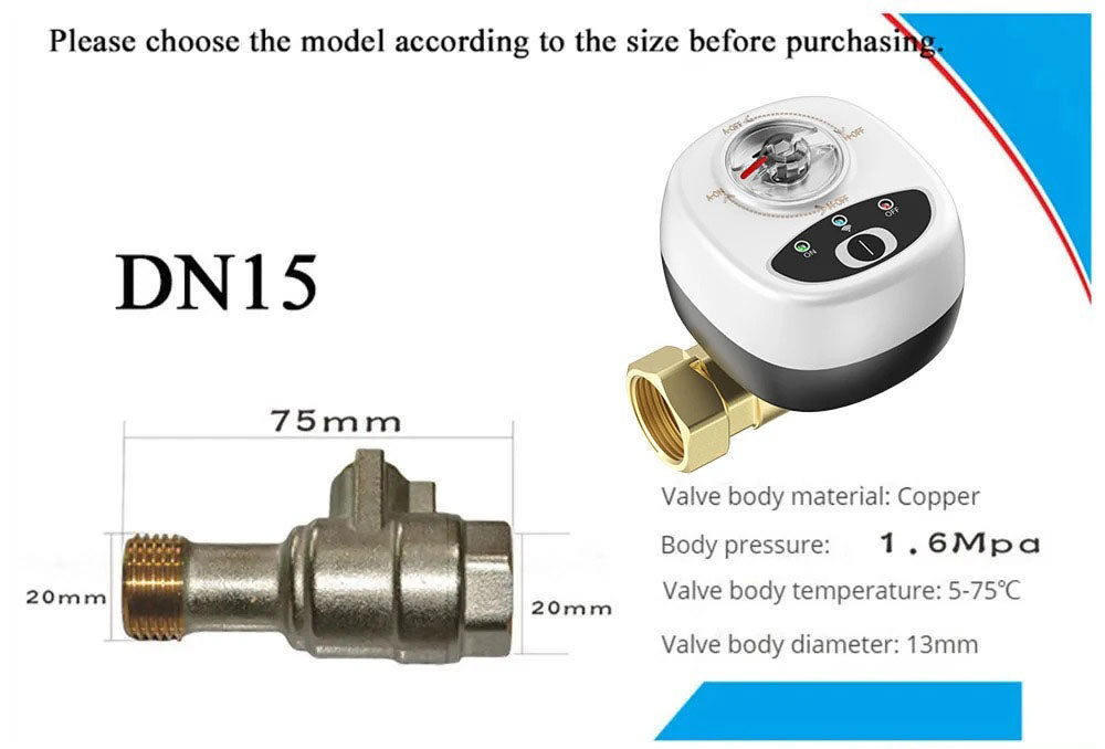 Mumubiz Smart WiFi Valve DN15 /DN20 /DN25 Smart Water / Gas Shutoff Automated Ball Valve eWelink APP Wireless Control Alexa Compatible