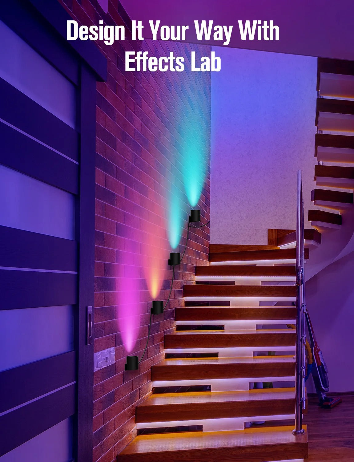 Tuya Smart RGBIC Wall Sconces WiFi Music Wall Ambient Lihgt for Stair APP Wireless Control Compatible with Alexa