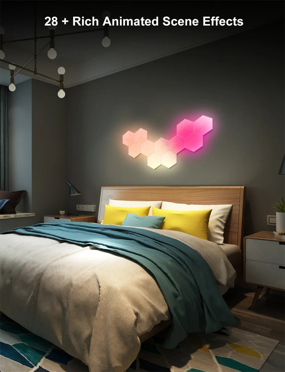 Tuya Smart RGB LED Wall Light Panels Rhythm Sync Work with Alexa, APP IR Remoter Control Smart Lighting