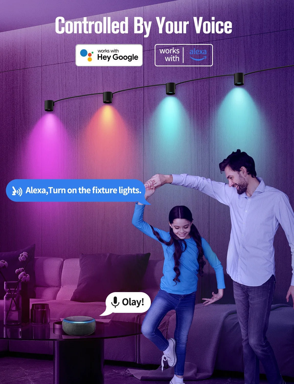 Tuya Smart RGBIC Wall Sconces WiFi Music Wall Ambient Lihgt for Stair APP Wireless Control Compatible with Alexa