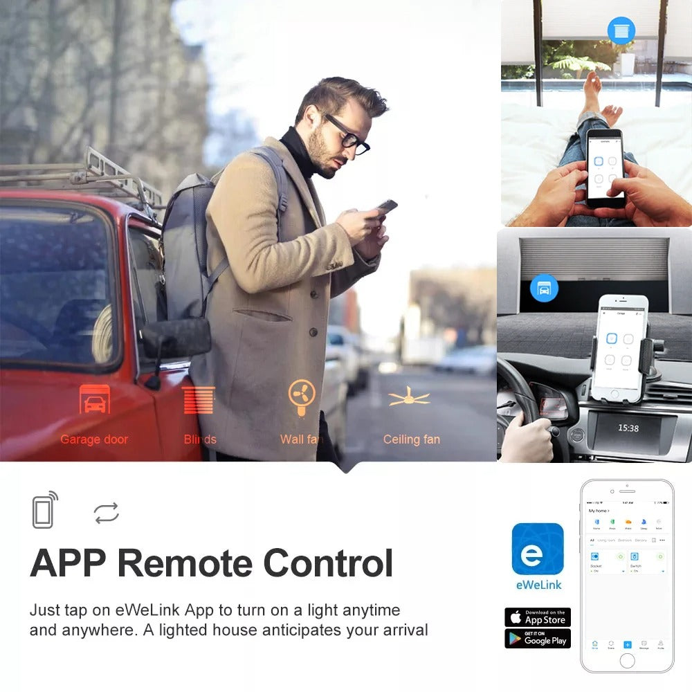 Mumubiz Smart DIY Switch 5V AC/DC 7-32V WiFi Relay Garage Door Opener ,1/2/4 Channel , eWelink APP