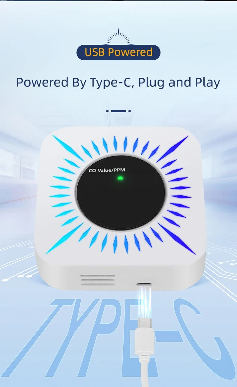 Tuya Smart Gas carbon monoxide Detector Multifunctional Alarm 80DB APP Wireless Control Smart Home Security