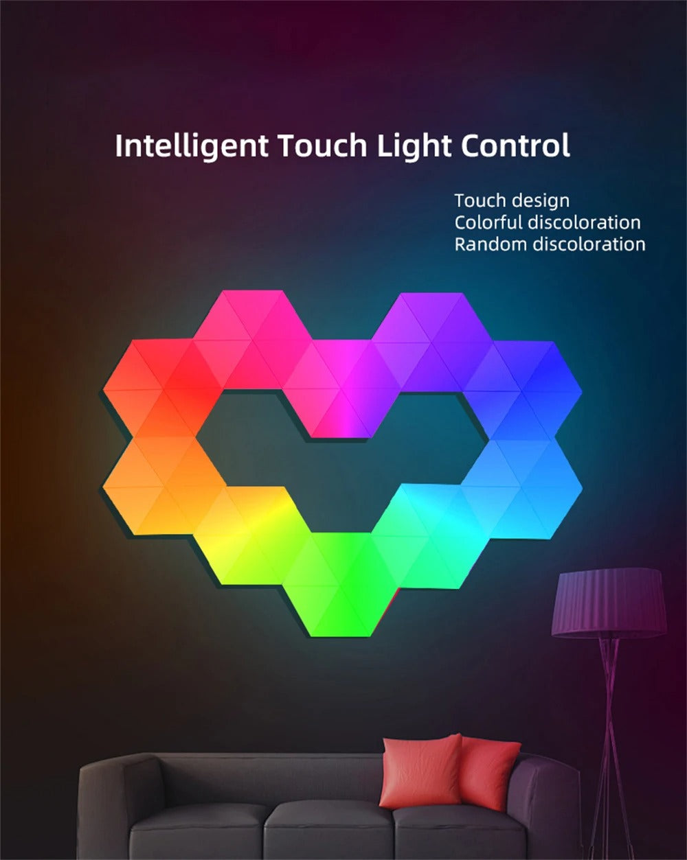 Tuya Smart RGB LED Wall Light Panels Rhythm Sync Work with Alexa, APP IR Remoter Control Smart Lighting