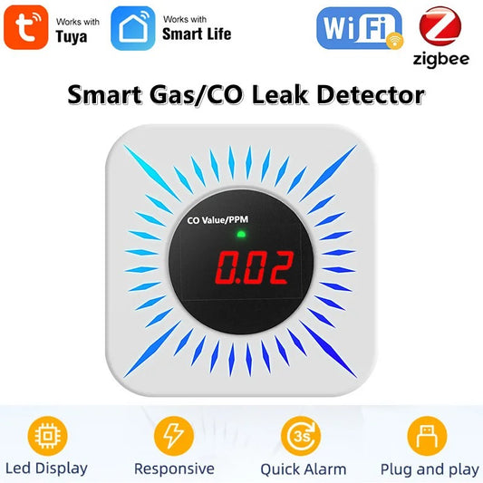 Tuya Smart Gas carbon monoxide Detector Multifunctional Alarm 80DB APP Wireless Control Smart Home Security