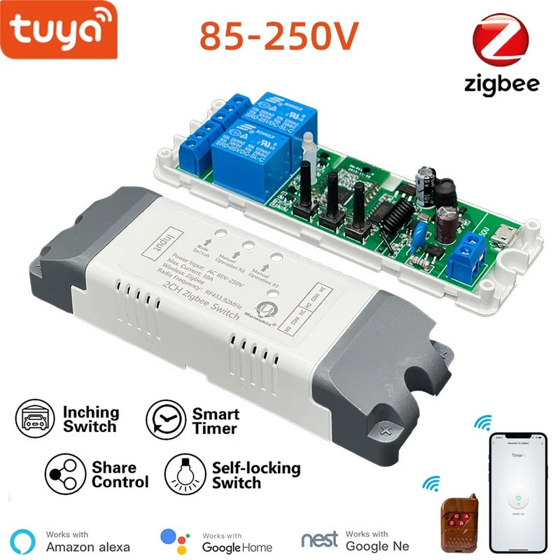 Mumubiz Smart Inching Zigbee3.0 220V Switch 1/2/4 Channel With Ding Rail Housing ,Tuya Smart Life APP,DIY Smart Switch Relay