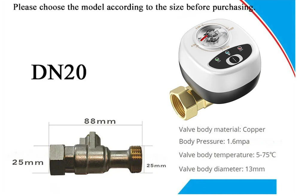 Mumubiz Smart WiFi Valve DN15 /DN20 /DN25 Smart Water / Gas Shutoff Automated Ball Valve eWelink APP Wireless Control Alexa Compatible