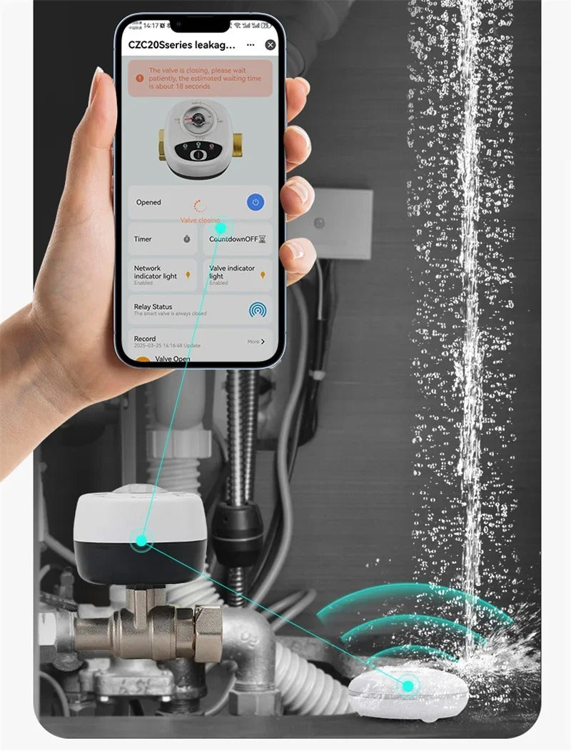 Tuya Smart WiFi Water & Gas Valve DN15/20/25, Alexa & Google Home Compatible, APP Control, Auto Shut Off, Leak Protection, Timer