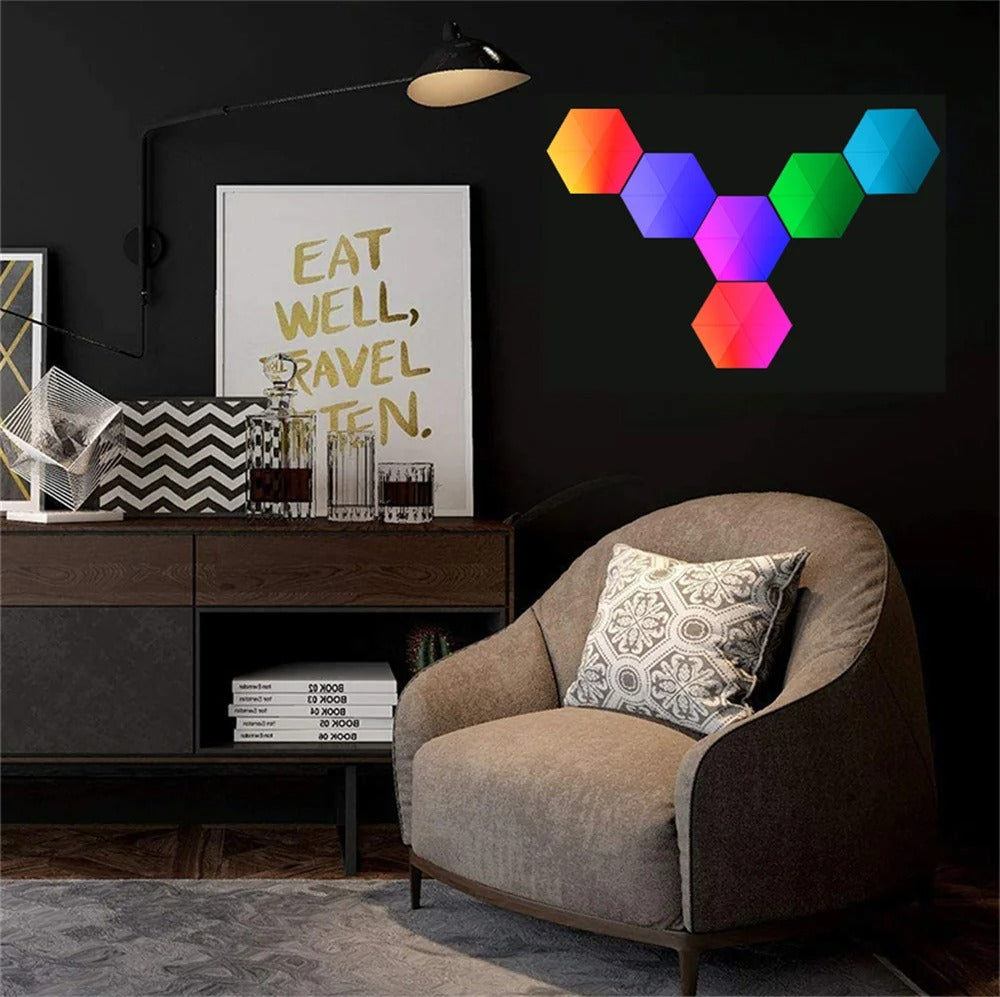 Tuya Smart RGB LED Wall Light Panels Rhythm Sync Work with Alexa, APP IR Remoter Control Smart Lighting