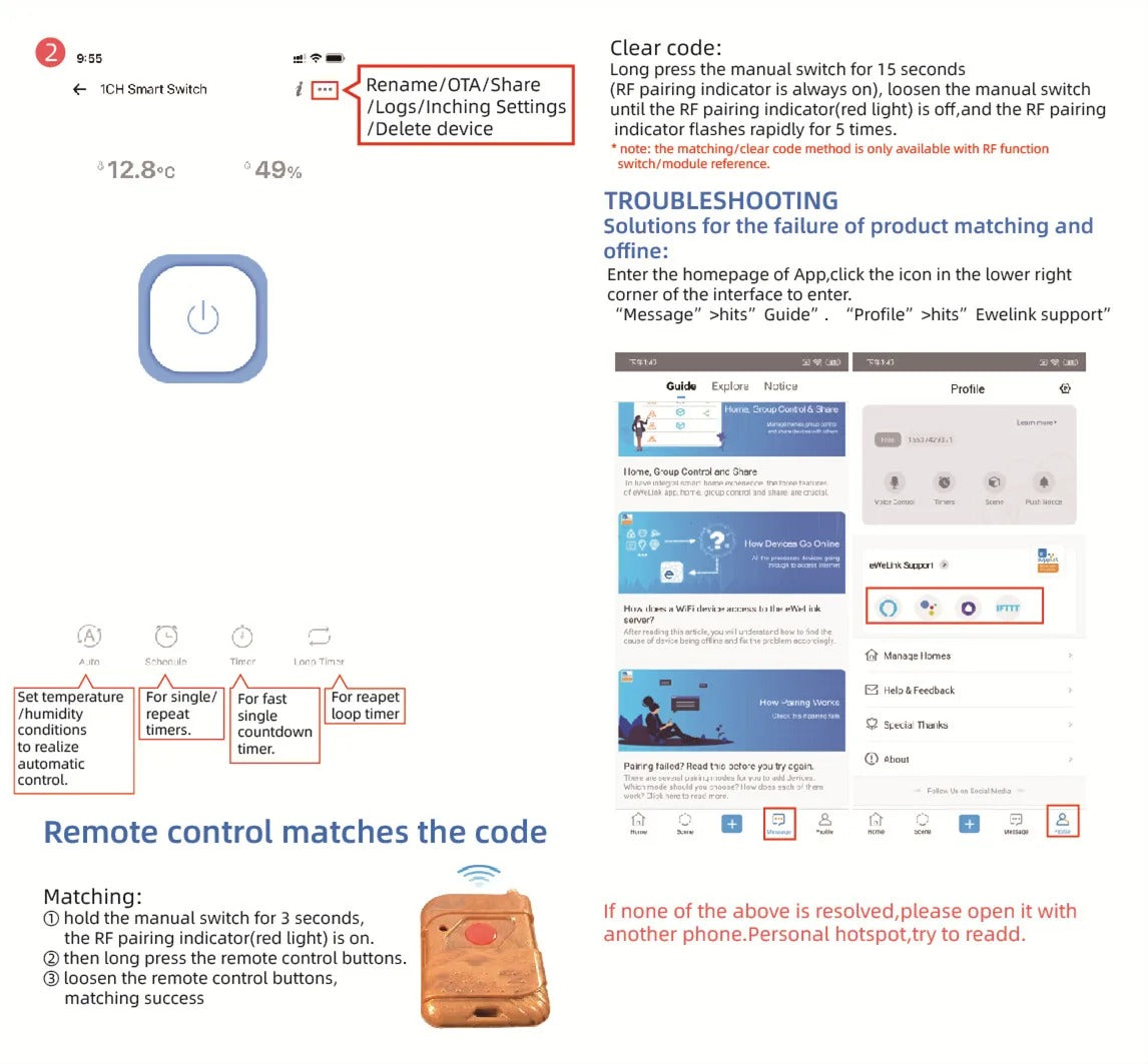 Mumubiz Smart WiFI Switch Temperature Humidity Monitoring 16A 3000W Switch with TH Sensor,eWelink APP