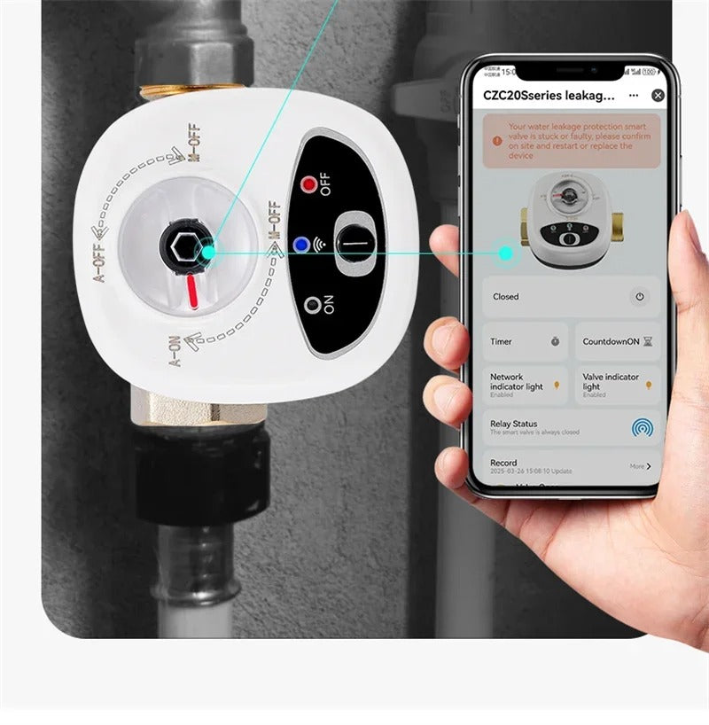 Tuya Smart WiFi Water & Gas Valve DN15/20/25, Alexa & Google Home Compatible, APP Control, Auto Shut Off, Leak Protection, Timer