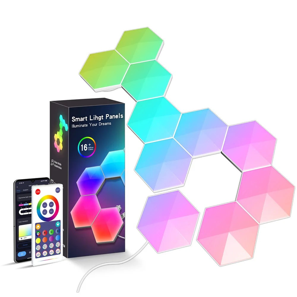 Tuya Smart RGB LED Wall Light Panels Rhythm Sync Work with Alexa, APP IR Remoter Control Smart Lighting