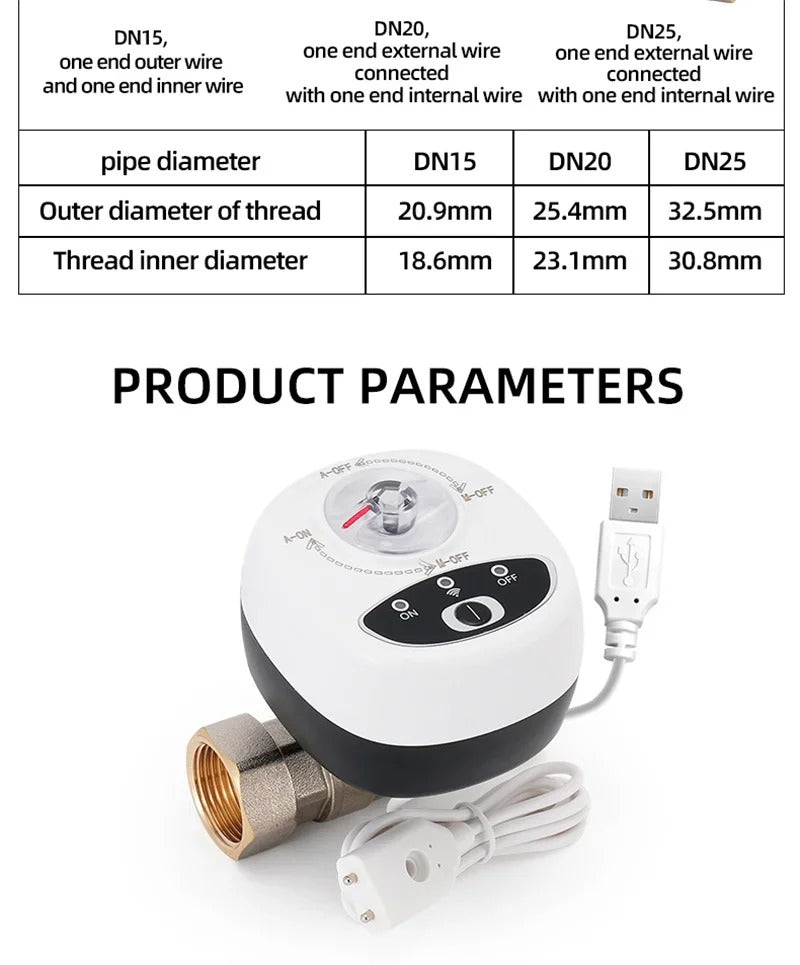 Tuya Smart WiFi Water & Gas Valve DN15/20/25, Alexa & Google Home Compatible, APP Control, Auto Shut Off, Leak Protection, Timer