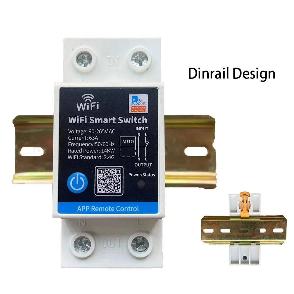 eWelink 63A Din Rail Smart Switch Relay With Power Consumption, WiFi Automation Modules, Compatible with Alexa