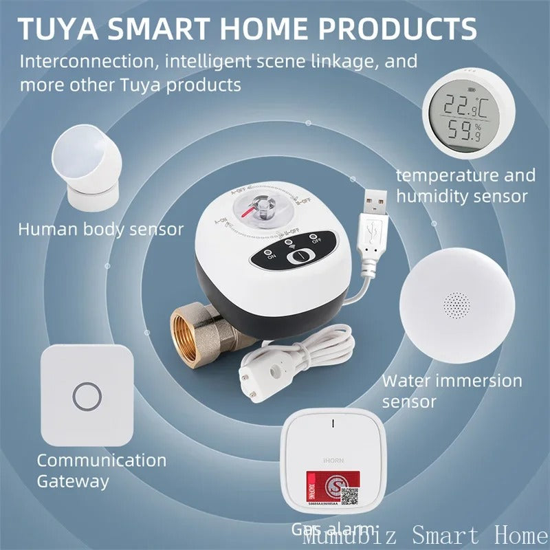 Tuya Smart WiFi Water & Gas Valve DN15/20/25, Alexa & Google Home Compatible, APP Control, Auto Shut Off, Leak Protection, Timer