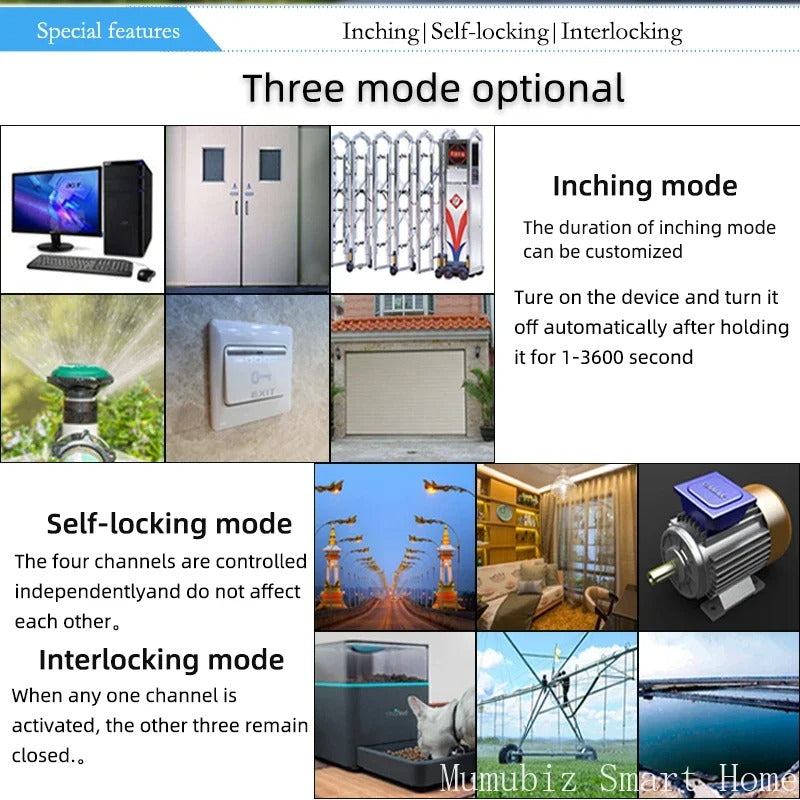 Mumubiz Smart 4G LTE Relay with RF 433Mhz Smart GSM Switch , Tuya Smart Life APP Wireless Control Work With Alexa Alice Google Assistant
