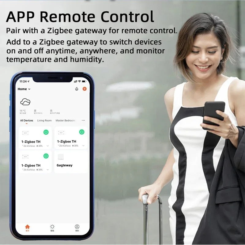 Mumubiz Tuya Zigbee Switch With Temperature Humidity Sensor ,Smart 16A 3000W Thermostat TH16 Data Monitoring