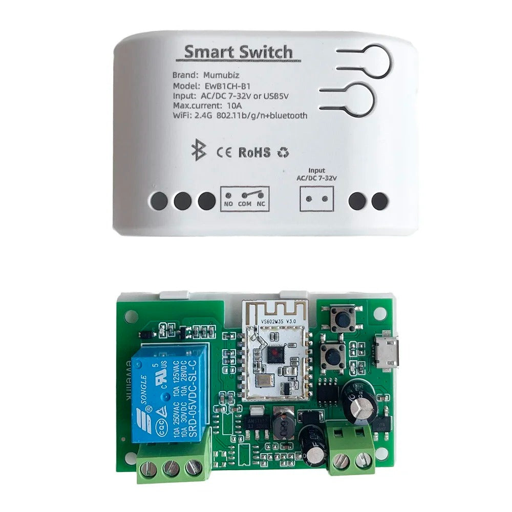 Mumubiz Smart DIY Switch 5V AC/DC 7-32V WiFi Relay Garage Door Opener ,1/2/4 Channel , eWelink APP