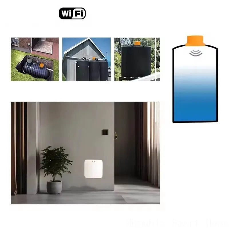 Tuya Smart WiFi Ultrasonic Liquid Level Water Real-time Tank Monitor Sensor APP Wireless Monitor Water Level Alarm