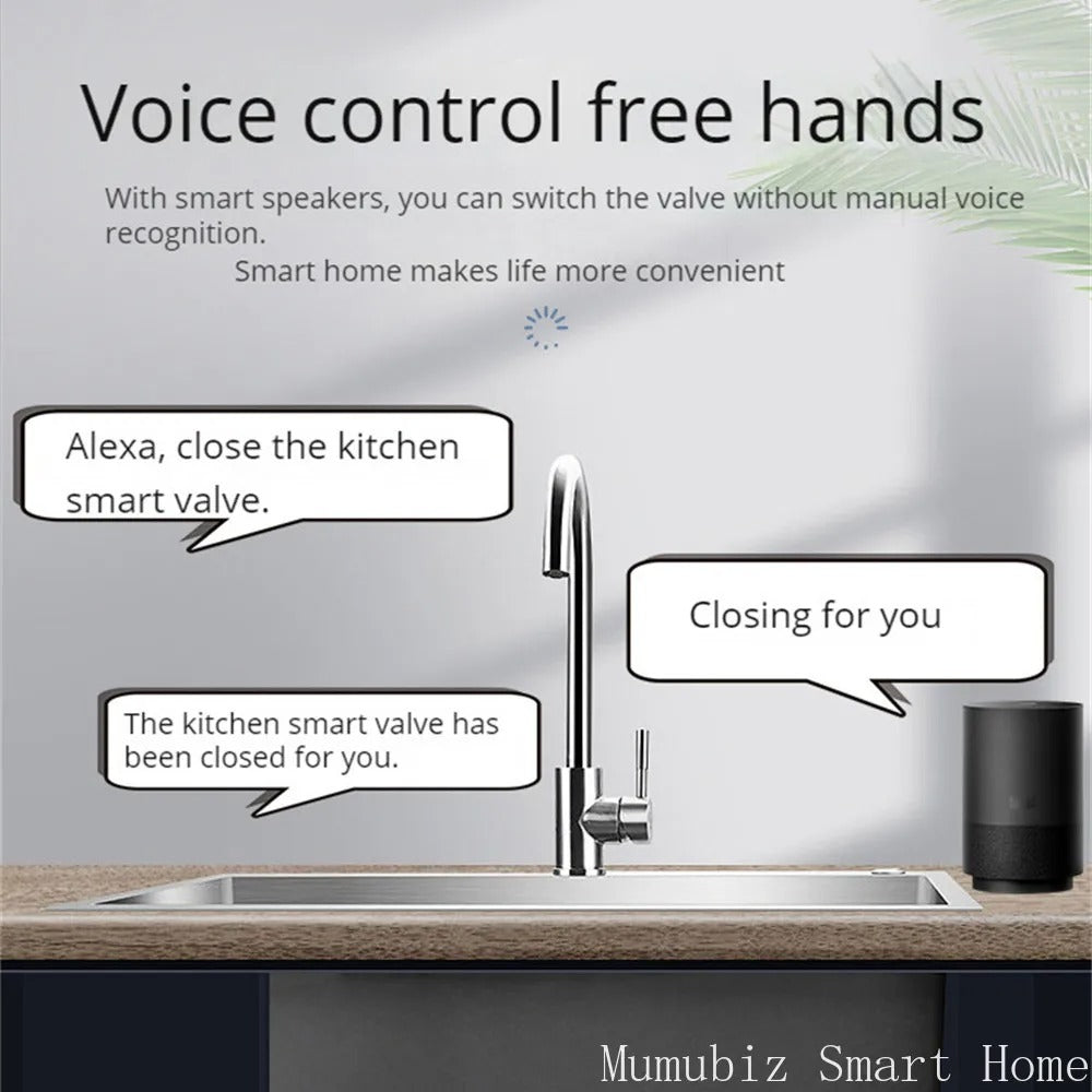 Mumubiz Smart WiFi Valve DN15 /DN20 /DN25 Smart Water / Gas Shutoff Automated Ball Valve eWelink APP Wireless Control Alexa Compatible