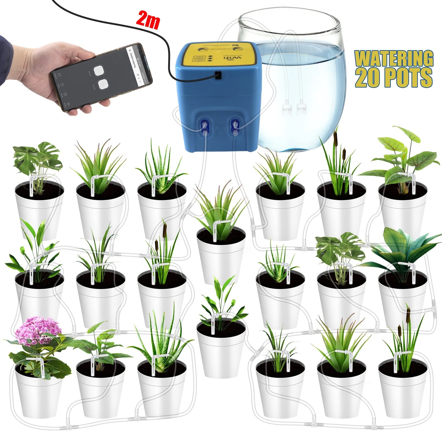 Tuya Smart WiFi Automatic Watering System Double Pump Controlled Remotely Mini Drip Irrigation Kit