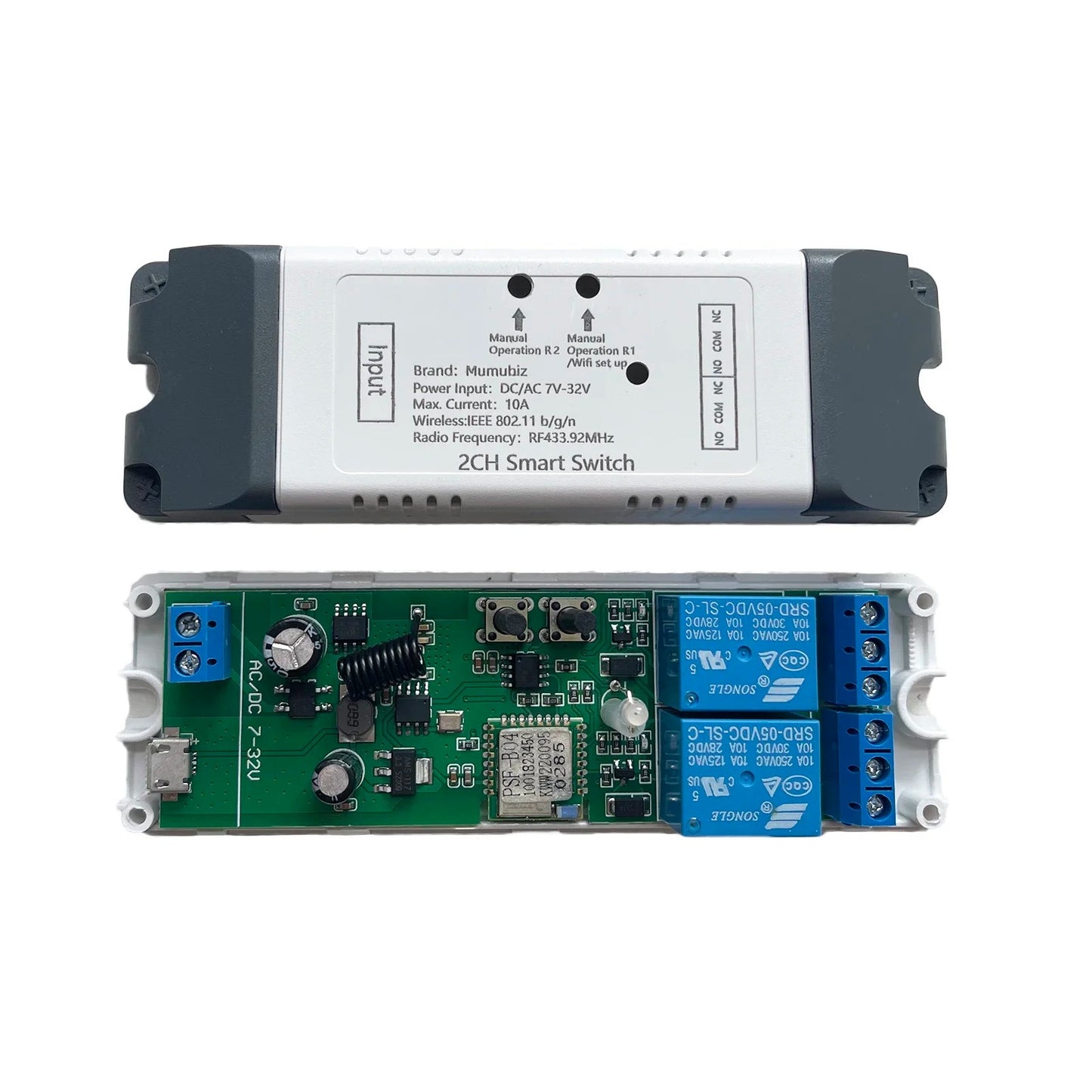 Mumubiz Smart DIY Switch 5V AC/DC 7-32V WiFi Relay Garage Door Opener ,1/2/4 Channel , eWelink APP