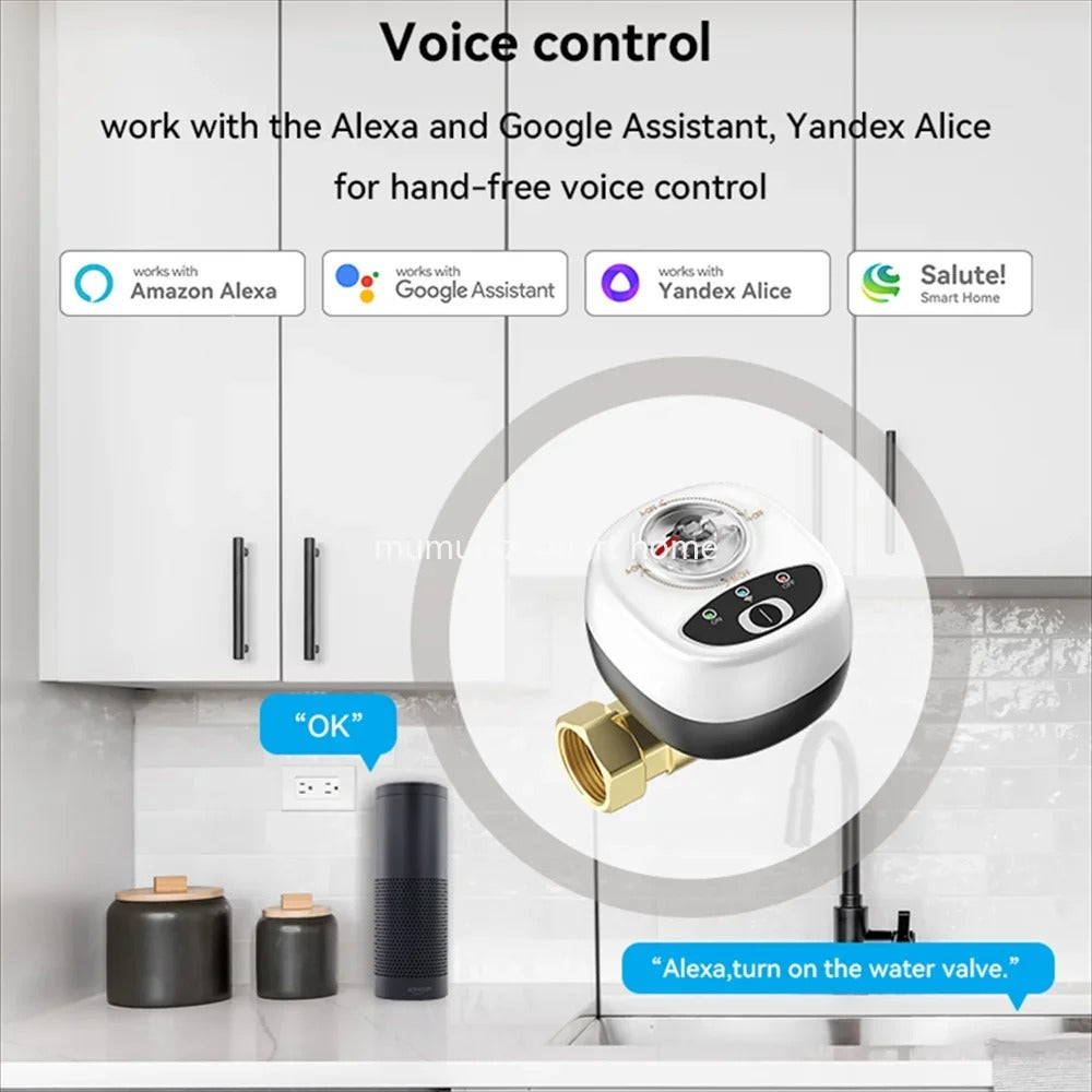 Mumubiz Zigbee Smart Valve Controller DN15/DN20/DN25 Ball Valve APP Remote Control IP65 Waterproof Water Valve Works with Alexa
