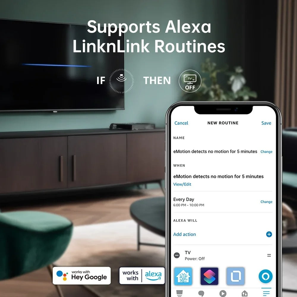 LinknLink eMotion Pro 24Ghz mmWave Radar Presence Sensor, Motion2MQTT Home Assistant, Smart Home Compatible, Work with Alexa and Google Home