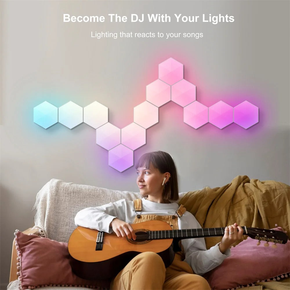 Tuya Smart RGB LED Wall Light Panels Rhythm Sync Work with Alexa, APP IR Remoter Control Smart Lighting