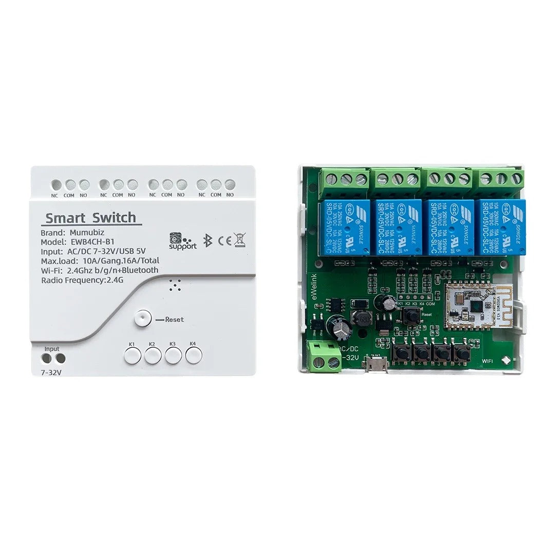 Mumubiz Smart DIY Switch 5V AC/DC 7-32V WiFi Relay Garage Door Opener ,1/2/4 Channel , eWelink APP