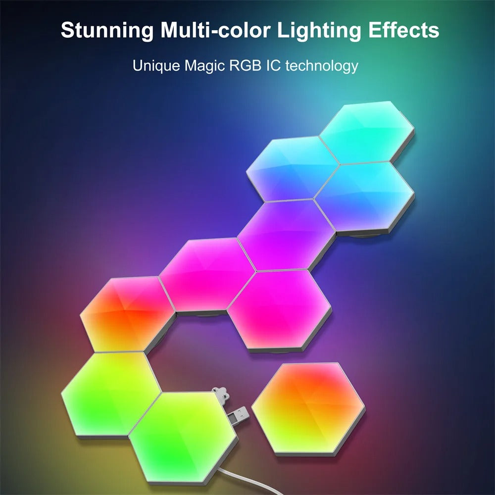 Tuya Smart RGB LED Wall Light Panels Rhythm Sync Work with Alexa, APP IR Remoter Control Smart Lighting