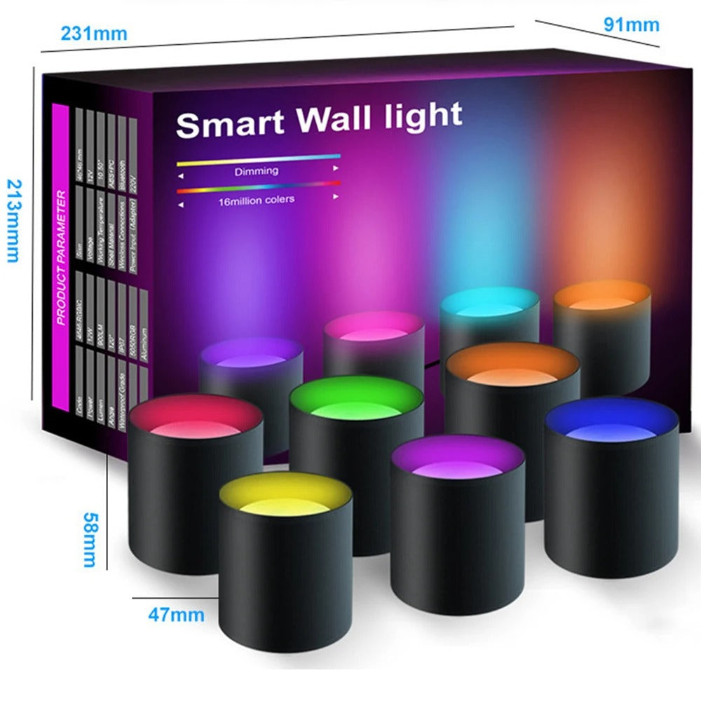 Tuya Smart RGBIC Wall Sconces WiFi Music Wall Ambient Lihgt for Stair APP Wireless Control Compatible with Alexa