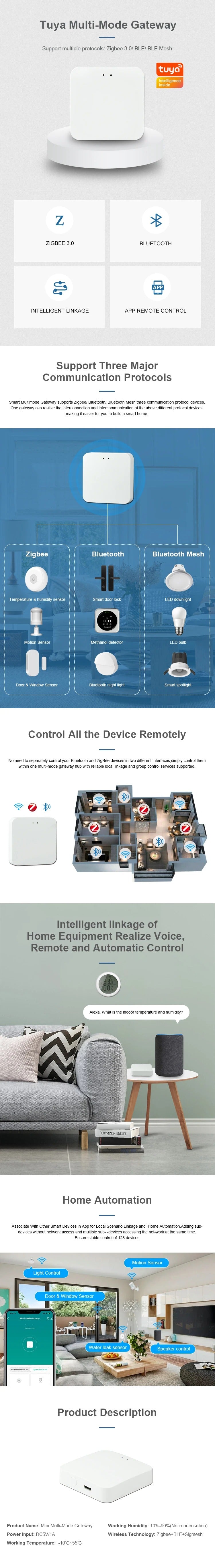 Tuya Smart Life Zigbee 3.0 Muti-mode Gateway Bluetooth Hub Sigmesh Bridge Wireless Remote Controller