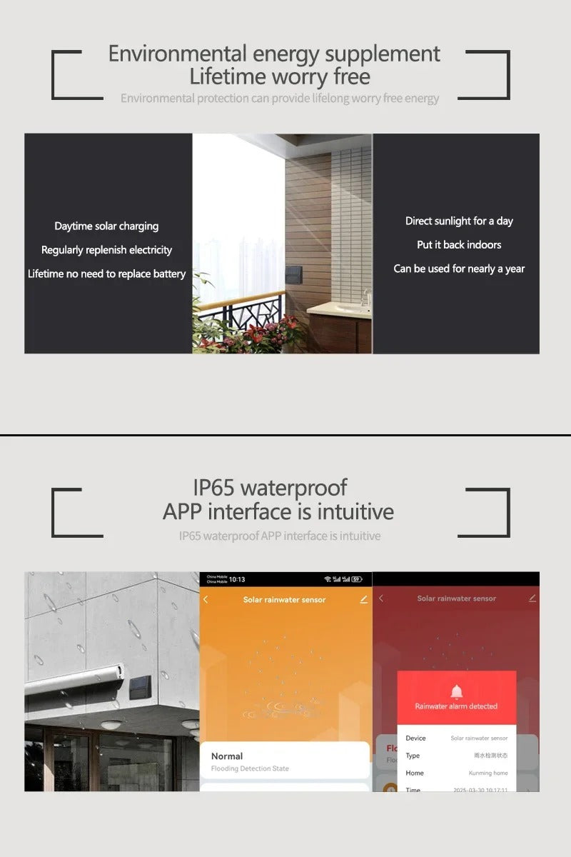 Tuya Zigbee Solar Rain Sensor Wireless App Control Real-Time Rain Detection for Garden Automation