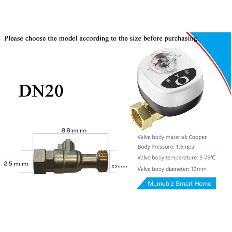 Mumubiz Zigbee Smart Valve Controller DN15/DN20/DN25 Ball Valve APP Remote Control IP65 Waterproof Water Valve Works with Alexa