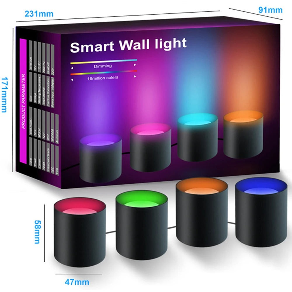 Tuya Smart RGBIC Wall Sconces WiFi Music Wall Ambient Lihgt for Stair APP Wireless Control Compatible with Alexa