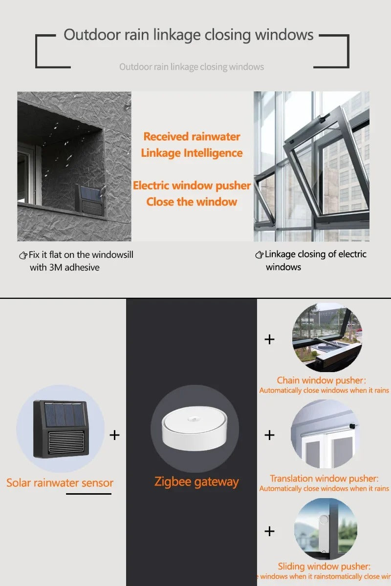Tuya Zigbee Solar Rain Sensor Wireless App Control Real-Time Rain Detection for Garden Automation