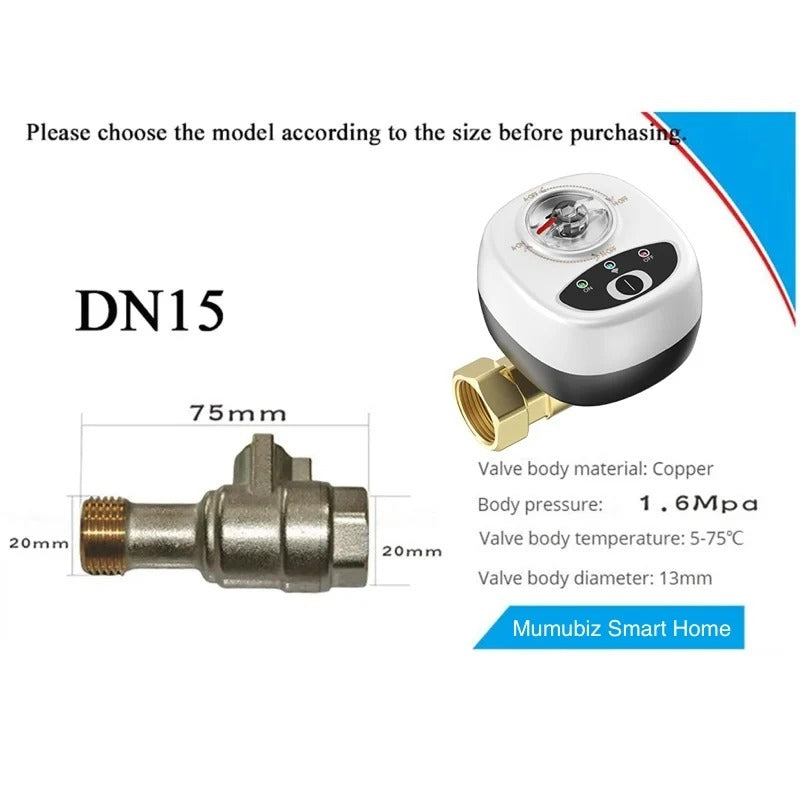Mumubiz Zigbee Smart Valve Controller DN15/DN20/DN25 Ball Valve APP Remote Control IP65 Waterproof Water Valve Works with Alexa