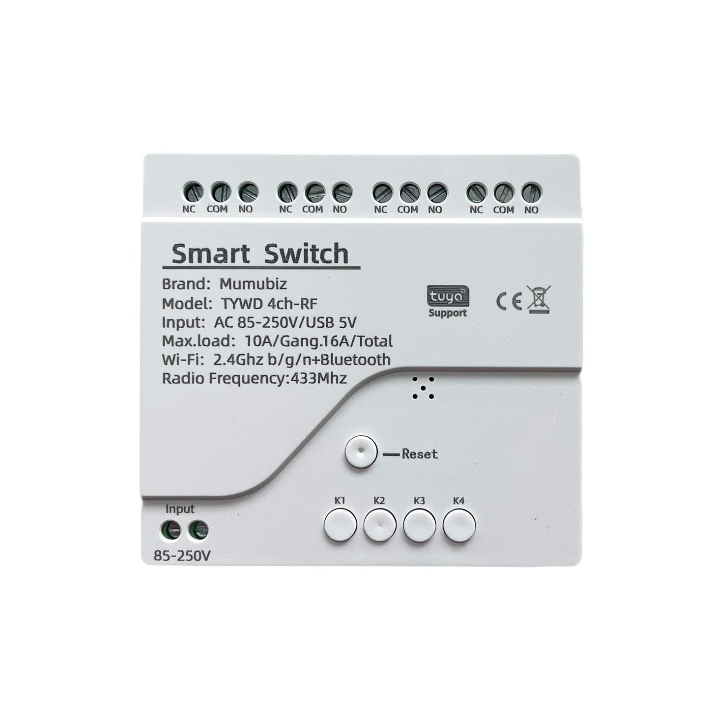 Mumubiz WiFi Smart Switch 250V 1/2/4 Channel Tuya Smart Life APP ,Home Circuit Automation DIY