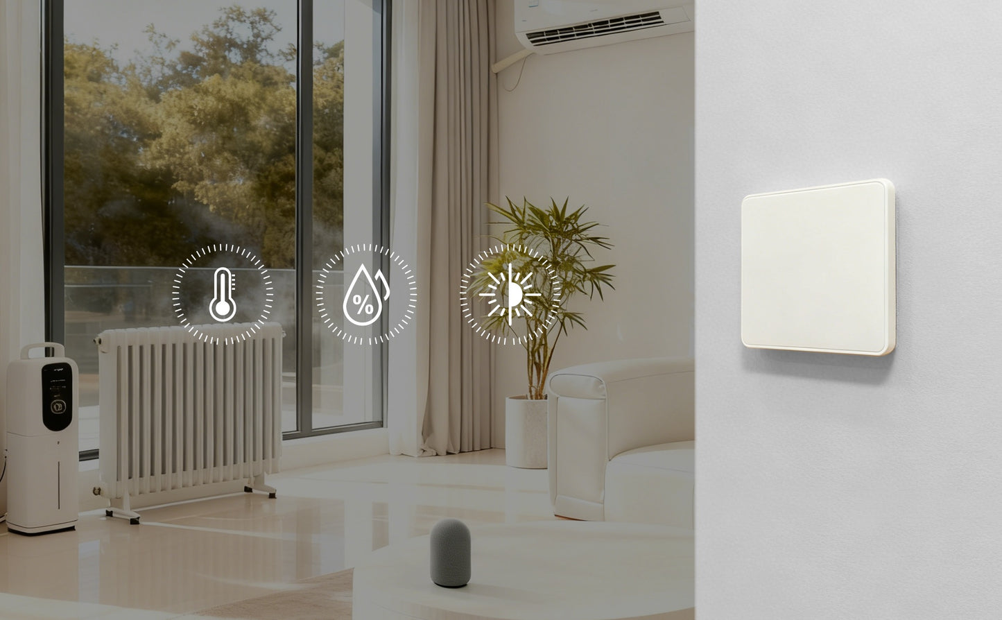 LinknLink eMotion Air Battery-Powered mmWave Presence Multi-Sensor ,24G Radar T&H Brightness Sensor,Smart Button,Dual Protocol