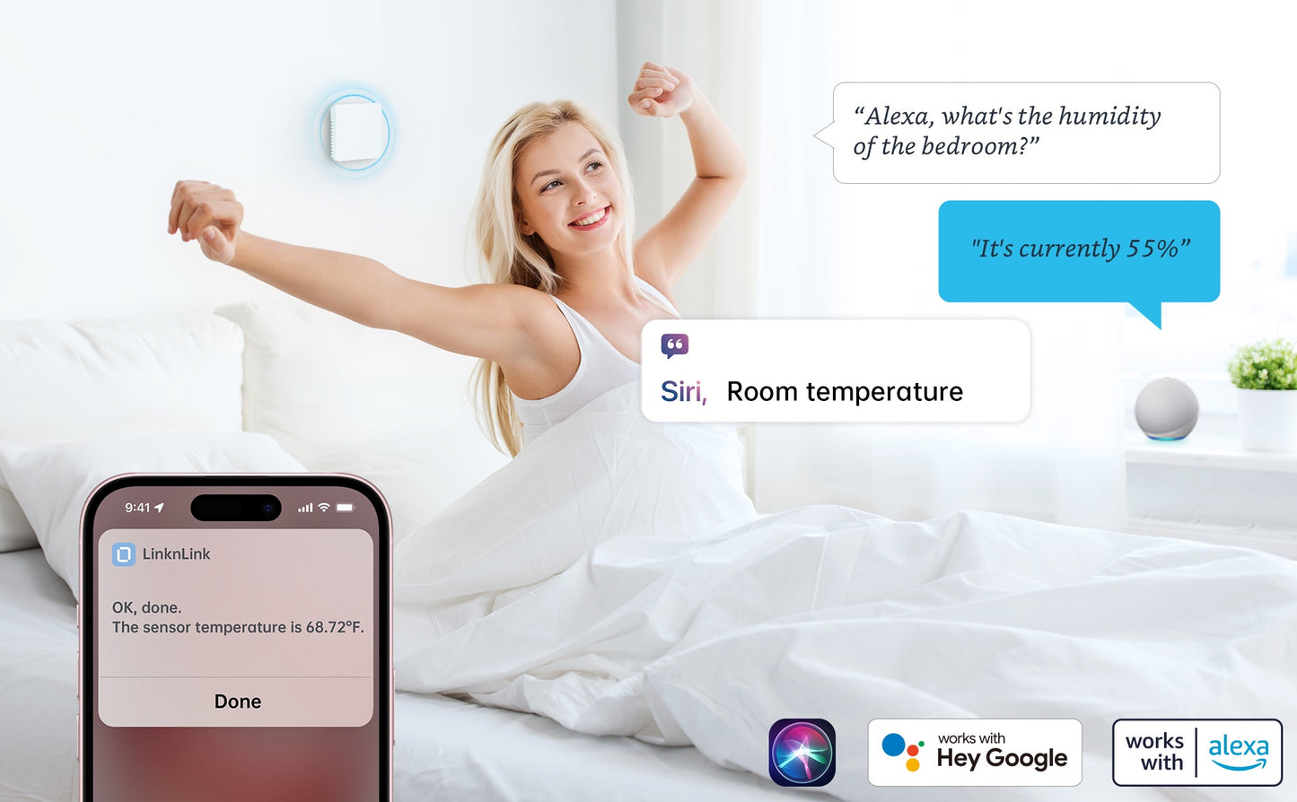 LinknLink eMotion Air Battery-Powered mmWave Presence Multi-Sensor ,24G Radar T&H Brightness Sensor,Smart Button,Dual Protocol