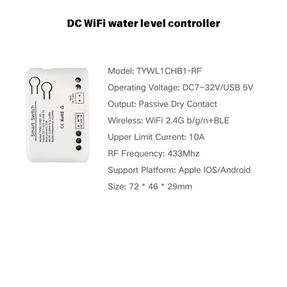 Tuya WiFi Water Level Controller 433MHz RF Relay Switch APP Remote Alexa Voice Auto Supply Drain for Water Tank Pump