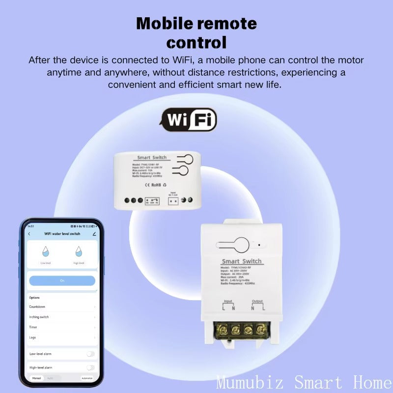 Tuya WiFi Water Level Controller 433MHz RF Relay Switch APP Remote Alexa Voice Auto Supply Drain for Water Tank Pump
